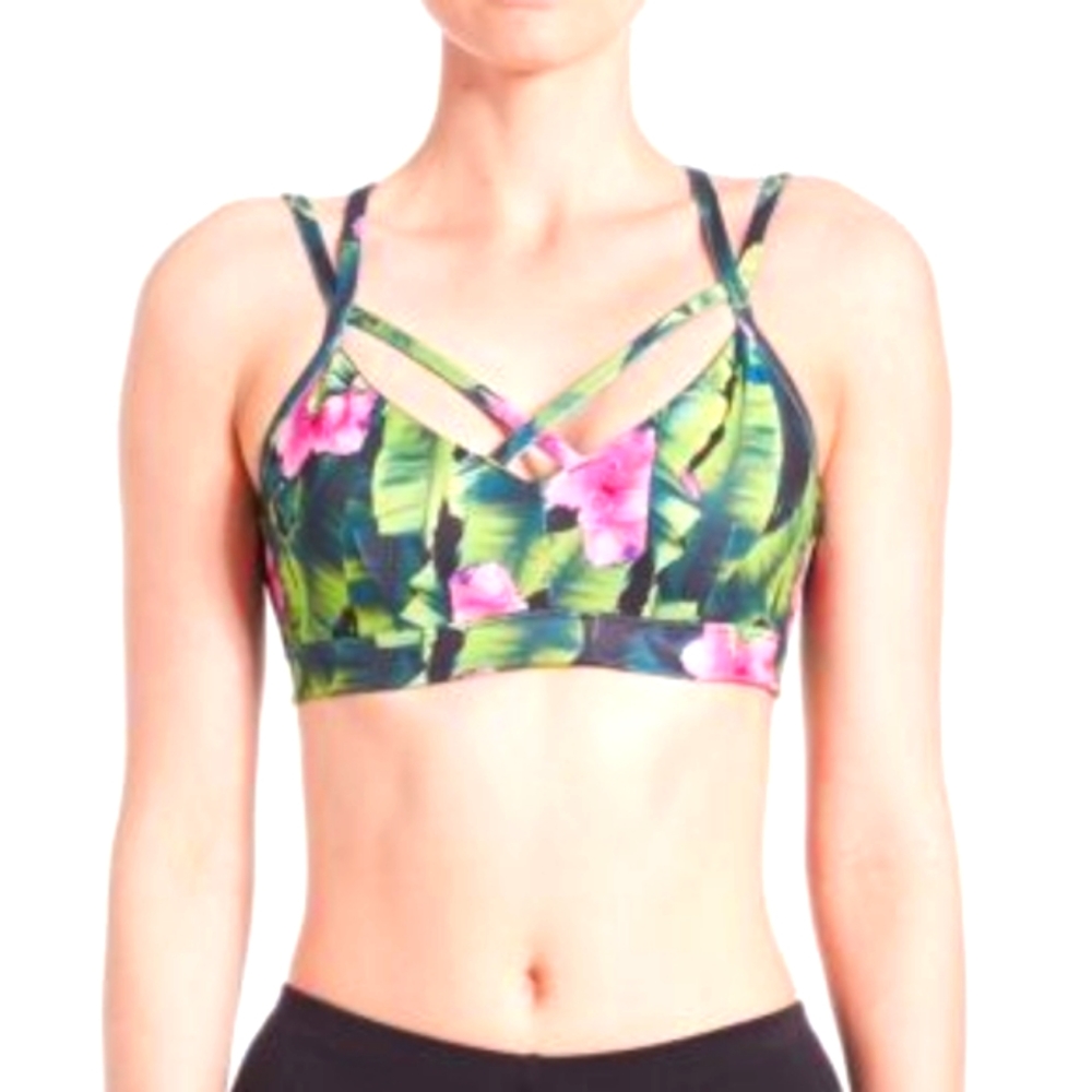 Betsey Johnson jungle print strappy sports bra
